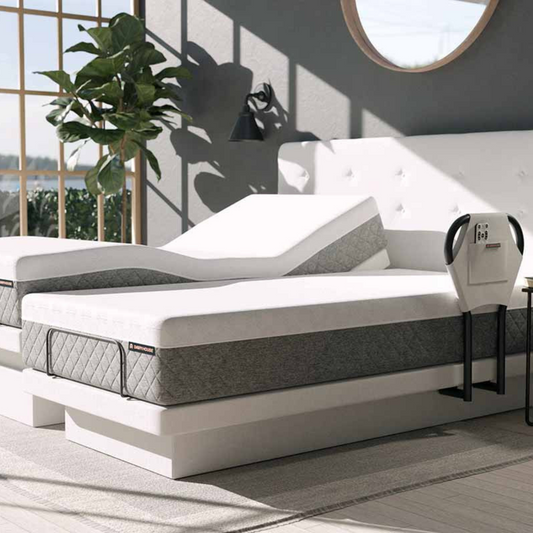 Dawn House Adjustable Smart Bed & Mattress - Height Adjustable -Twin, Full, Queen & Split King (shown in Ivory base and headboard).
